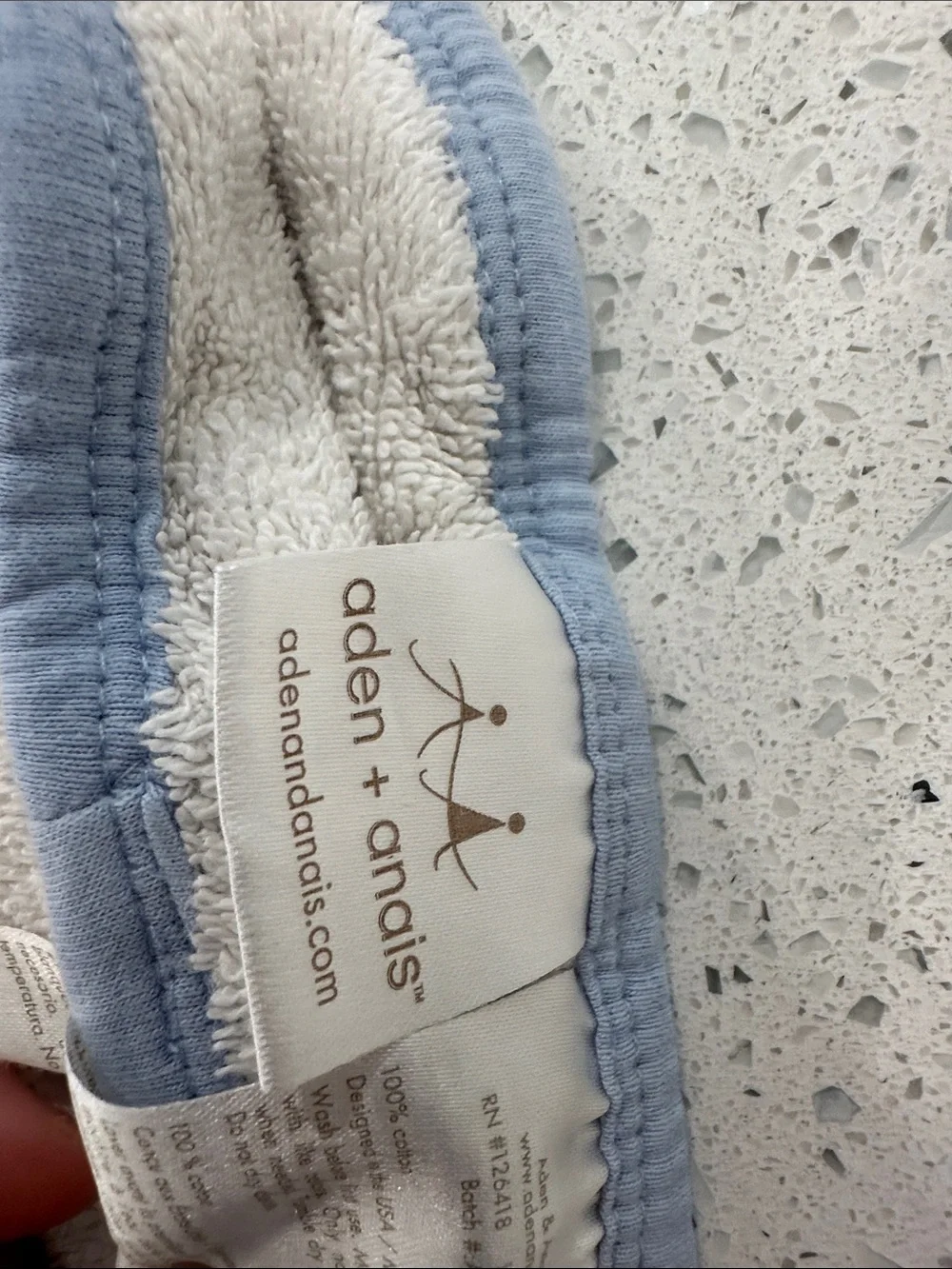 aden + anais White Muslin Towel with Blue and Gray Star Print